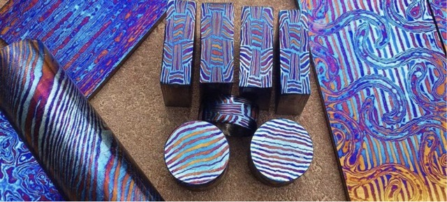титановий булат на ножах timascus moku ti i zla ti 4