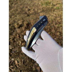 PLUS+ колекційний складаний ніж ручної роботи KUSTOM KNIVES, Damasteel Bifrost 61 - 62 HRC . Photo 2