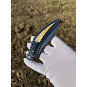 PLUS+ колекційний складаний ніж ручної роботи KUSTOM KNIVES, Damasteel Bifrost 61 - 62 HRC . Photo 3
