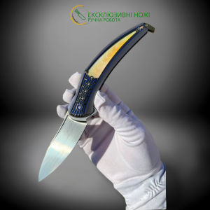 PLUS+ колекційний складний ніж ручної роботи студії KUSTOM KNIVES Damasteel Bifrost 61 - 62 HRC Crio, 2-й варіант - RWL34 HRC 62 Crio