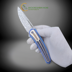 SPINNAKER авторський складаний ніж ручної роботи KUSTOM KNIVES, сталь Damasteel Bifrost, 61-62 HRC. Photo 2