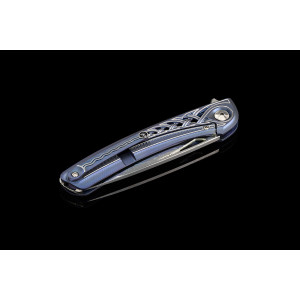 МІНОС (Minos) колекційний складний ніж ручної роботи студії KUSTOM KNIVES Сталь - Damasteel, 59-60 HRC. Photo 3