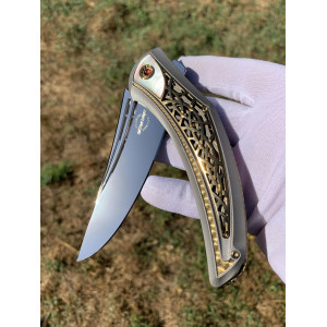 ОЛВАР (Olvar) колекційний складний ніж ручної роботи студії KUSTOM KNIVES, Сталь Damasteel® RWL-34™ 61-62 HRC. Photo 3