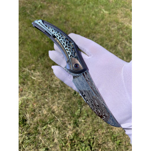 ОЛВАР (Olvar) колекційний складний ніж ручної роботи студії KUSTOM KNIVES, Сталь Damasteel® RWL-34™ 61-62 HRC. Photo 2
