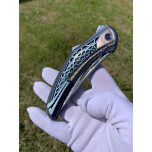 ОЛВАР (Olvar) колекційний складfний ніж ручної роботи KUSTOM KNIVES, сталь Damasteel, 61-62 HRC. Photo 2