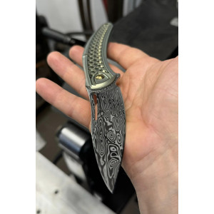 СЛІМ (Slim) скаладний ніж ручної роботи студії KUSTOM KNIVES, сталь - Damasteel 61-62 HRC. Photo 2