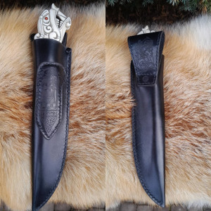 DRAGON ніж ручної роботи майстра бренду BERSERK, Сталь - Damasteel, 58-60 HRC. Photo 3
