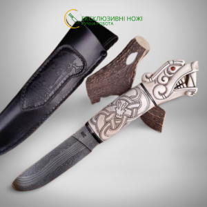DRAGON ніж ручної роботи майстра бренду BERSERK, Сталь - Damasteel, 58-60 HRC