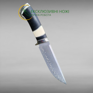 ЧОРНИЙ ГЕНЕРАЛ авторський ніж ручної роботи майстра Leo Knife, сталь Elmax в ламінаті з нержавіючого дамаску, 62 HRC