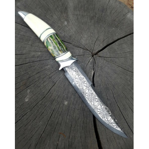 ЗУБ МАМОНТА  авторський ніж ручної роботи Павла Гончаренка, Damasteel, 59-60 HRC. Photo 2