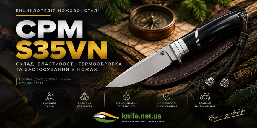 CPM S35VN — склад, властивості, термообробка та ножі
