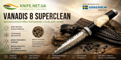 Vanadis 8 SuperClean — високозносостійка порошкова сталь для ножів