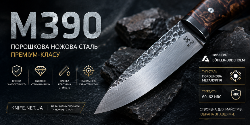 Сталь M390 — характеристики, властивості та авторські ножі