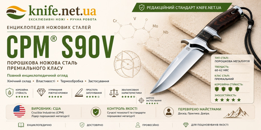 Сталь CPM® S90V — характеристики, склад, переваги та застосування | Knife.net.ua