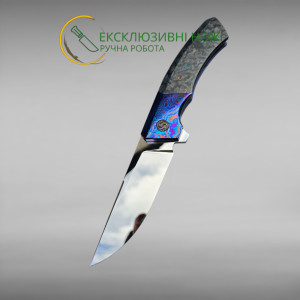 NEBULA авторський складаний ніж ручної роботи Androshchuk Knives, сталь ZDP-189, 67 HRC, купити ніж Україна