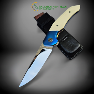 БІЛИЙ РАПТОР авторський складаний ніж ручної роботи Androshchuk Knives, сталь CPM S125V, 65 HRC, купити ніж Україна