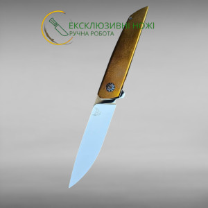 ЗОЛОТИЙ МАЛЮК ІІ складаний ніж ручної роботи Androshchuk Knives сталь - S90V, 63 HRC з титановим руків'ям VT6