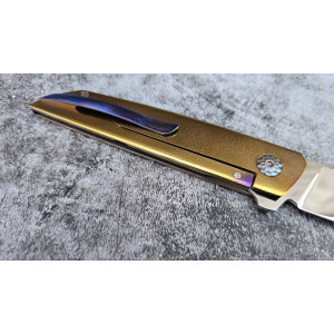 ЗОЛОТИЙ МАЛЮК ІІ складаний ніж ручної роботи Androshchuk Knives сталь - S90V, 63 HRC з титановим руків'ям VT6. Photo 3