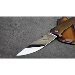ЗОЛОТИЙ МАЛЮК авторський складаний ніж ручної роботи майстерні Androshchuk Knives, сталь S90V, 64 HRC. Photo 2