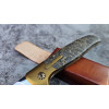 ЗОЛОТИЙ НАПІВАВТОМАТ авторський складаний ніж ручної роботи Androshchuk Knives зі сталі CPM S125V, 65 HRC