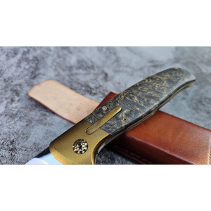 ЗОЛОТИЙ НАПІВАВТОМАТ авторський складаний ніж роботи Androshchuk Knives зі сталі CPM S125V, 65 HRC. Photo 2