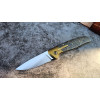 ЗОЛОТИЙ НАПІВАВТОМАТ авторський складаний ніж ручної роботи Androshchuk Knives зі сталі CPM S125V, 65 HRC