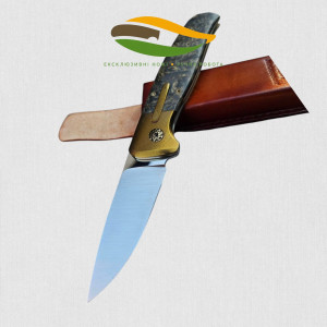 ЗОЛОТИЙ НАПІВАВТОМАТ авторський складаний ніж роботи Androshchuk Knives зі сталі CPM S125V, 65 HRC