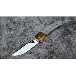 СРІБНИЙ МИСЛИВЧИК авторський складаний ніж ручної роботи майстерня Androshchuk Knives, сталь S125V, 65 HRC. Photo 2