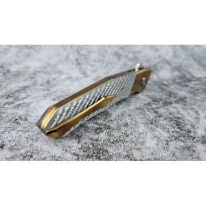 СРІБНИЙ МИСЛИВЧИК авторський складаний ніж ручної роботи майстерня Androshchuk Knives, сталь S125V, 65 HRC. Photo 2