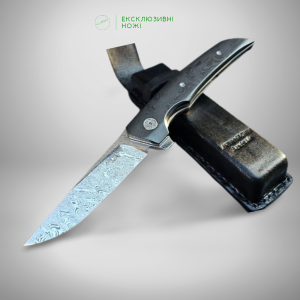 ЯГУАР ІІ авторський складаний ніж ручної роботи GRYFON, сталь - Damasteel, 63 HRC
