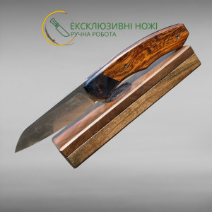 ЖАБКА ексклюзивний складаний ніж ручної роботи майстра СЕРГІЯ ЖУРБИ, Damasteel MagnaCut+Elmax,  61 HRC
