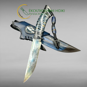 ЧОРНЕ МОРЕ ІІІ авторський ніж ручної роботи Павла Гончаренка, сталь - мозаїчний дамаск з хімічним оксидуванням, 59 HRC, купити ніж в Україні